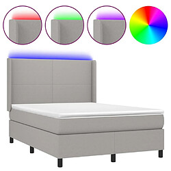 Sommier à lattes et matelas LED,Cadre à lattes de lit pour Adulte Gris clair 140x200 cm Tissu -MN54897