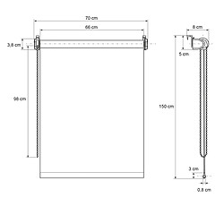 ECD Germany Store enroulant occultant 70 x 150 cm Store pour la protection solaire Klemmfix sans perçage fixation simple