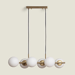 Acheter Ledkia Suspension Métal et Verre Moonlight Brass 6 Spots Doré