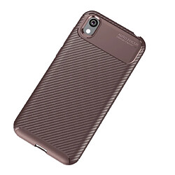 Wewoo Coque TPU Antichoc Texture Fibre de Carbone pour Huawei Honor 8S Marron