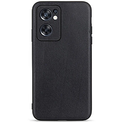 Coque en TPU + cuir véritable anti-rayures, légèreté, noir pour votre Oppo Reno7 SE 5G