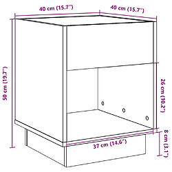 vidaXL Table de chevet avec LED infini chêne marron 40x40x50 cm pas cher