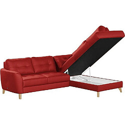 Acheter VENESETTI Canapé d'angle convertible en cuir italien de luxe 5 places NORIA avec coffre, rouge foncé, angle droit