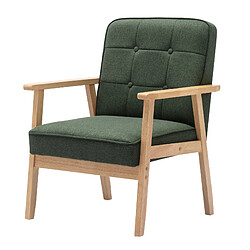 Moloo DOUGLAS - Fauteuil lounge en tissu Sauge et bois massif