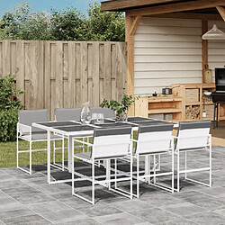 vidaXL Ensemble à manger de jardin avec coussins 7 pcs blanc textilène