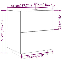 vidaXL Armoires de chevet et lumières LED 2 pcs chêne fumé pas cher