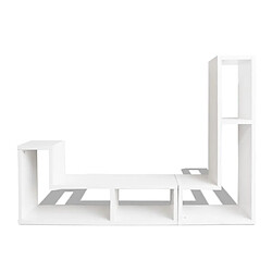 Helloshop26 Meuble télé buffet tv télévision design pratique double en forme de l blanc 2502187 pas cher