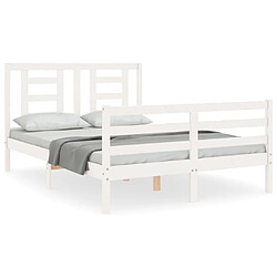 Maison Chic Cadre/structure de lit avec tête de lit pour adulte - Lit Moderne Chambre blanc petit double bois massif -MN99515