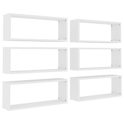 vidaXL Étagères murales cube 6 pcs Blanc 60x15x23 cm Bois d’ingénierie