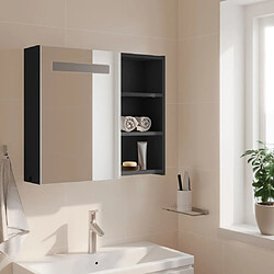 Avis Maison Chic Armoire de salle de bain,Meuble de rangement,Meuble haut à miroir avec LED gris 60x13x52 cm -GKD427070