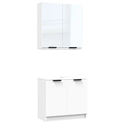 vidaXL Meubles de salle de bain 2 pcs Blanc Bois d'ingénierie