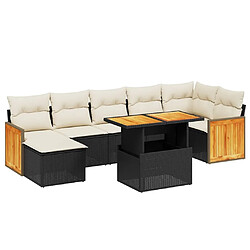 Maison Chic Ensemble Tables et chaises d'extérieur 8 pcs avec coussins,Salon de jardin noir résine tressée -GKD648455