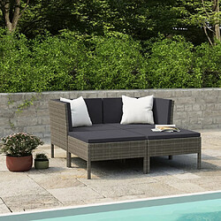 Maison Chic Salon de jardin 4 pcs + coussins - Mobilier/Meubles de jardin - Table et chaises d'extérieur Résine tressée Gris -MN17311