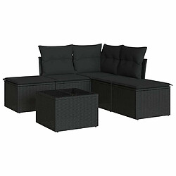 Maison Chic Salon de jardin 6 pcs avec coussins | Ensemble de Table et chaises | Mobilier d'Extérieur noir résine tressée -GKD34436