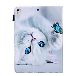 Etui en PU impression de modèle avec support et porte-cartes tête de chat pour votre Apple iPad 10.2 (2019)