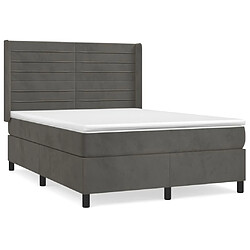 Maison Chic Lit Adulte - Lit simple Lit à sommier tapissier et matelas moelleux - Meuble de Chambre - Gris foncé 140x190cm Velours -MN99262