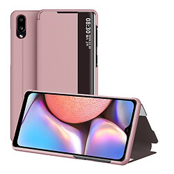 Etui en PU retourner avec support et fenêtre de visualisation or rose pour votre Samsung Galaxy A10s