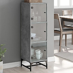 Maison Chic Commode Buffet - Meuble de rangement avec portes en verre gris béton 35x37x120 cm -GKD58803