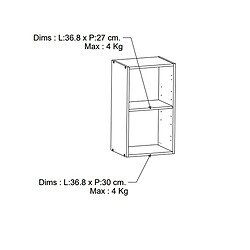 Acheter Pegane Meuble haut de cuisine coloris chêne kronberg, blanc - Longueur 40 x Hauteur 70 x Profondeur 30 cm