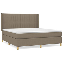 vidaXL Sommier à lattes de lit avec matelas Taupe 180x200 cm Tissu