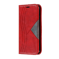 Wewoo Coque Pour iPhone 11 Splicing Color Magnetic Hem Horizontal Flip Leather Case with Holder & Card Slots Red