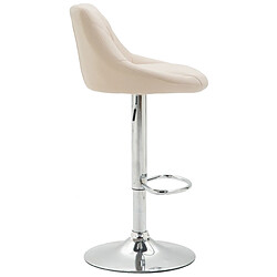 Decoshop26 Tabouret de bar chaise haute x 1 avec coutures décoratives assise en PVC crème pieds métal 10_0005081