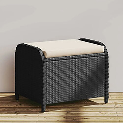 vidaXL Tabouret de jardin avec coussin noir 58x46x46 cm résine tressée