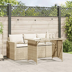 vidaXL Ensemble à manger de jardin et coussins 2 pcs beige poly rotin