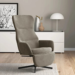 Maison Chic Chaise de relaxation | Fauteuil relax avec repose-pied Gris clair Velours -GKD94651