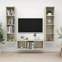 vidaXL Ensemble de meubles TV 3 pcs Chêne sonoma Bois d'ingénierie