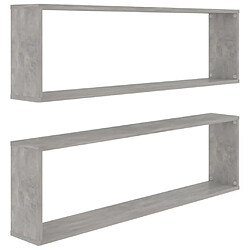 Maison Chic Lot de 2 Étagères cube murales,Etagère de rangement flottantes Gris béton 100x15x30 cm Aggloméré -MN32344