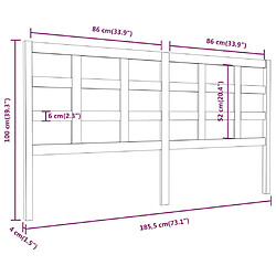 vidaXL Tête de lit Marron miel 185,5x4x100 cm Bois massif de pin pas cher