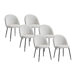 Vente-Unique Lot de 6 chaises en velours côtelé et acier inoxydable noir - Crème - MELBOURNE