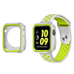 PHONECARE Kit Coque Military DoubleColor + Bracelet Bicolore SportStyle pour Apple Watch Series 3 - 38mm - Gris / Vert fluorescent