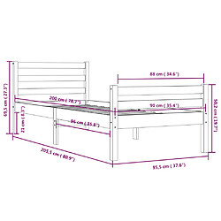 vidaXL Cadre de lit sans matelas blanc bois massif 90x200 cm pas cher