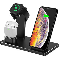 Chrono Station de chargement sans fil, station de chargement rapide en aluminium 3 en 1 pour iPhone 12/12 Pro/12 Mini/11 Pro Max/X/XS/XR/XS Max/8 Plus, support de chargeur pour iWatch Series 6/5/4/3/ 2/1, AirPods Pro,(noir)