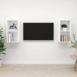 vidaXL Meubles TV muraux 2 pcs Blanc Bois d'ingénierie