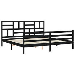 Maison Chic Lit adulte - Cadre Structure de lit avec tête de lit Contemporain noir 200x200 cm bois massif -MN17445 pas cher