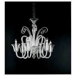 Fan Europe Chandelier sans abats jours Palace 6 ampoules Verre Chrome