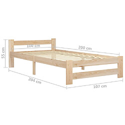 vidaXL Cadre de lit sans matelas bois massif de pin 100x200 cm pas cher