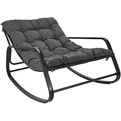 The Home Deco Factory Fauteuil de jardin à bascule en métal Miamii gris noir.