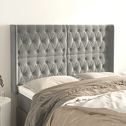 Maison Chic Tête de lit scandinave avec oreilles,meuble de chambre Gris clair 163x16x118/128 cm Velours -MN60125