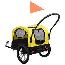 Acheter vidaXL Remorque de vélo pour chiens et poussette 2-en-1 jaune et noir