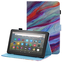 Etui en PU anti-chute, antichoc, fermeture magnétique avec support et porte-cartes pour Amazon Fire HD 8 (2016)/(2017)/(2018) - Marbre coloré