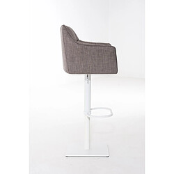 Avis Decoshop26 Tabouret de bar chaise haute de comptoir couture carrées assise en tissu gris cadre carré en métal blanc 10_0004754