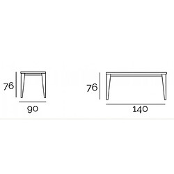 Avis Inside 75 Table repas GEO 4 couverts 140 x 90 x 76 cm pieds blancs plateau céramique gris