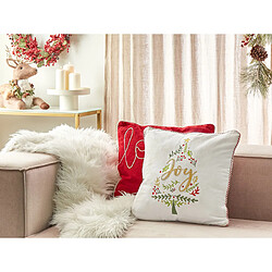 Beliani Coussin ECHEVERIA Coton 45 x 45 cm Blanc