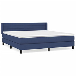 vidaXL Sommier à lattes de lit avec matelas Bleu 160x200 cm Tissu