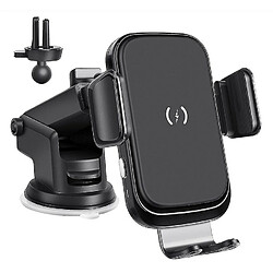 Chrono Chargeur de voiture sans fil, chargeur de voiture Qi 15W, support de voiture sans fil à serrage automatique pour pare-brise, support de voiture compatible avec iPhone 12/12Pro/11/Xs Samsung S10/Note 10 (noir)