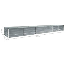 vidaXL Lit surélevé de jardin Acier galvanisé 480x80x45 cm Gris pas cher